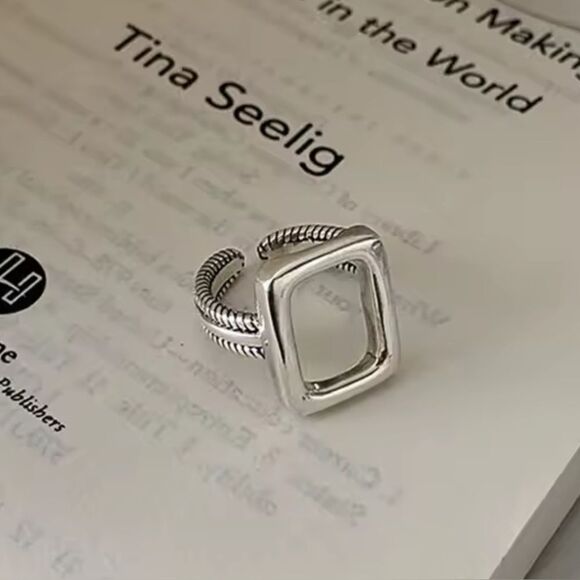 The big rectangle ring in 925 silver - Picture 10 of 10